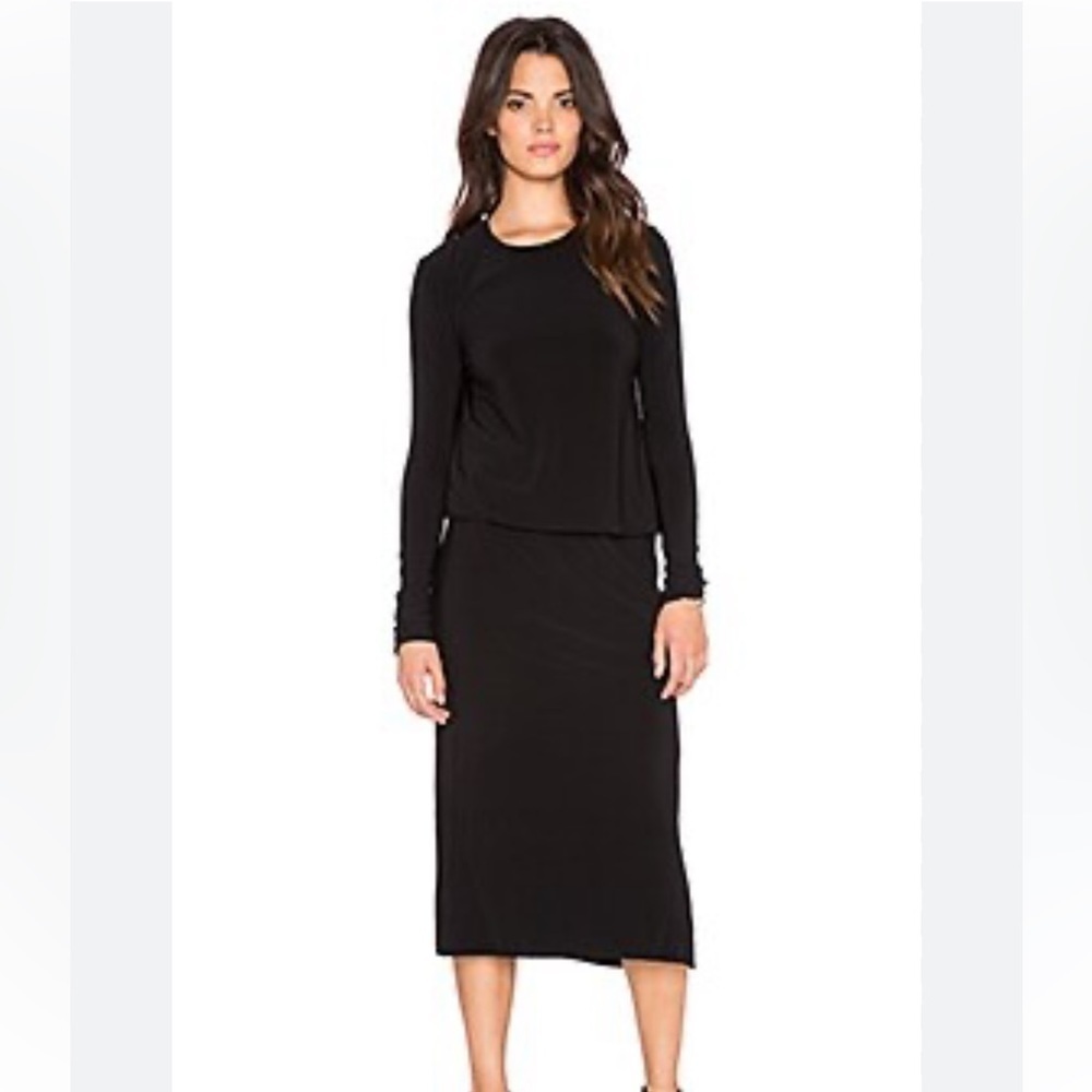 KAMALI KULTURE x NORMAKAMALI Long Sleeve Midi Black Dress Size Small